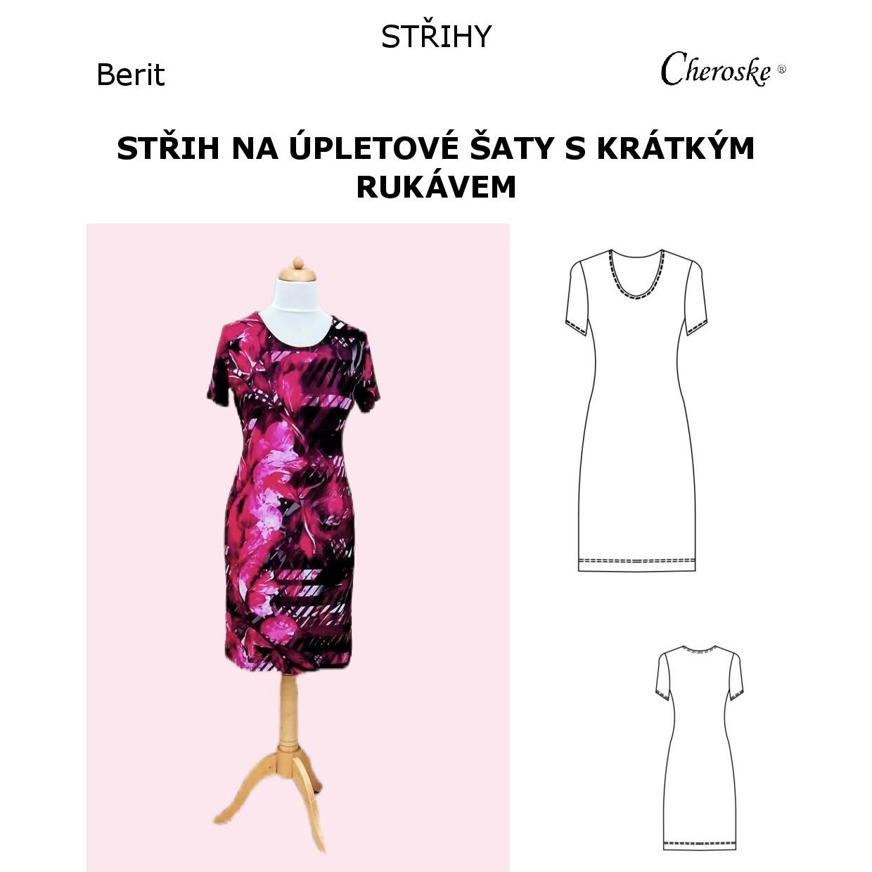 Střih na úpletové šaty s krátkým rukávem